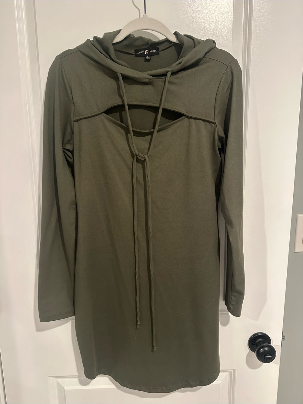 Olive Green Hooded Tunic Dress